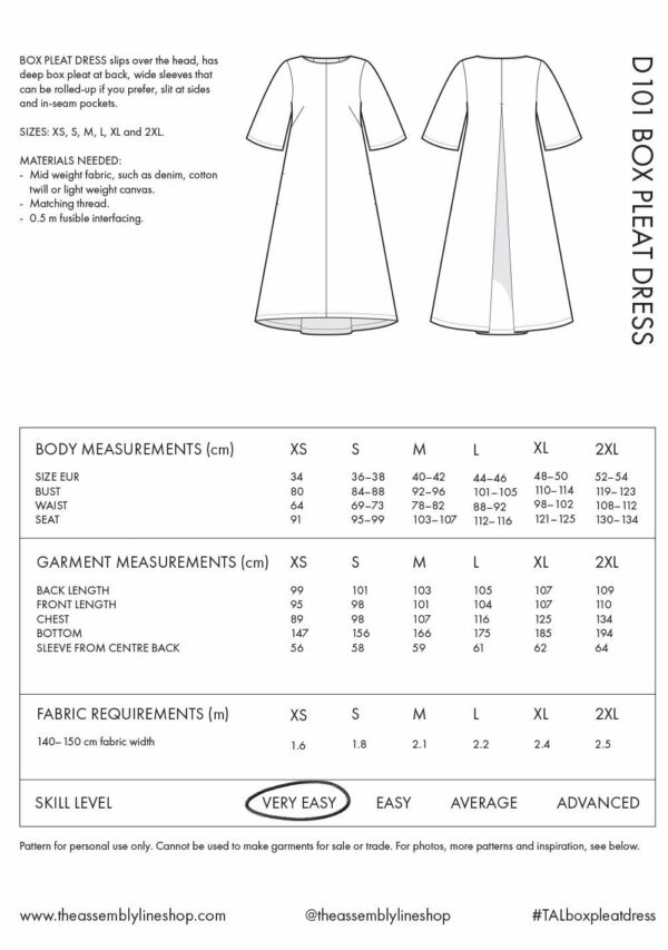 Schnittmuster // The Assembly Line // Box Pleat Dress XS-2XL – Bild 7