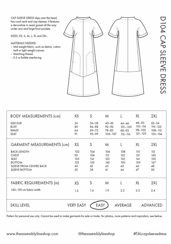Schnittmuster // The Assembly Line // Cap Sleeve Dress XS-2XL – Bild 7