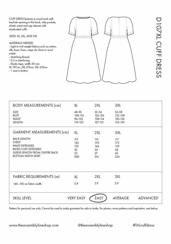 Schnittmuster // The Assembly Line // Cuff Dress XS-L oder XL-3XL – Bild 13
