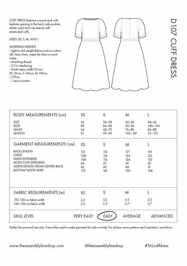 Schnittmuster // The Assembly Line // Cuff Dress XS-L oder XL-3XL – Bild 14