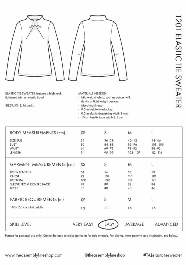 Schnittmuster // The Assembly Line // Elastic Tie Sweater XS-L oder XL-3XL – Bild 8