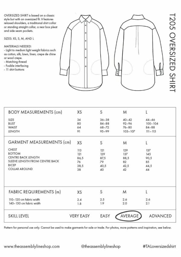 Schnittmuster // The Assembly Line // Oversized Shirt XS-L oder XL-3XL – Bild 10
