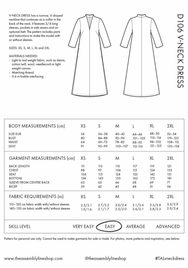 Schnittmuster // The Assembly Line // V-Neck Dress XS-2XL – Bild 7