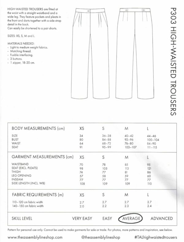 Schnittmuster // The Assembly Line // High Waisted Trousers XS-L oder XL-3XL – Bild 9