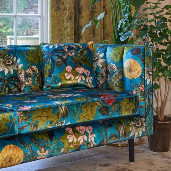 Dekostoff // Möbelstoff // Samt // Passiflora // Kingfisher – Bild 5