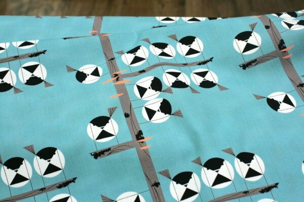 BIO Popeline // Birch // Family Of Chickadees // Blue