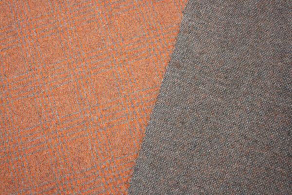 Wollstoff // Glencheck Orange/Grau – Bild 3