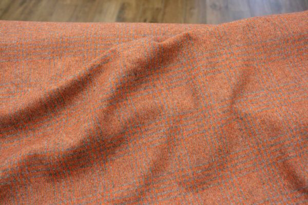 Wollstoff // Glencheck Orange/Grau – Bild 2