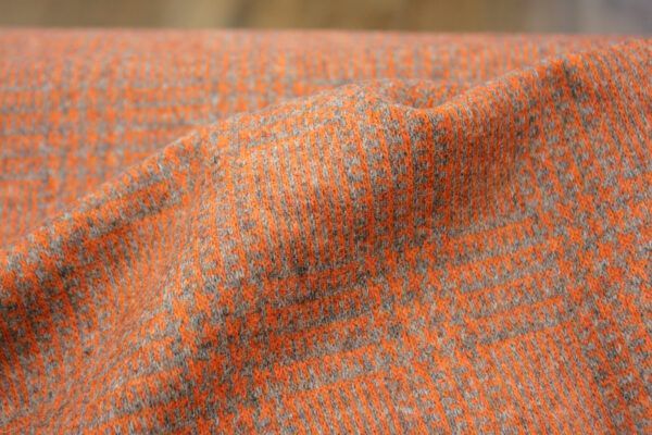 Wollstoff // Glencheck Orange/Grau