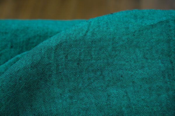 Leinen Chambray // Cross Dye // Türkis Schwarz – Bild 4