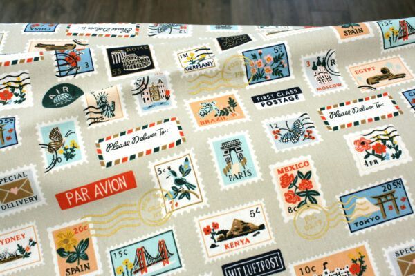 Canvas // Cotton & Steel // Bon Voyage // Postage Stamps // Natural