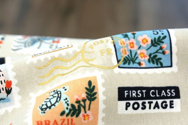 Canvas // Cotton & Steel // Bon Voyage // Postage Stamps // Natural – Bild 3