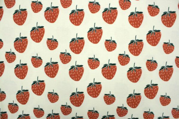 BIO Rib Jersey // Strawberries // Creme – Bild 5