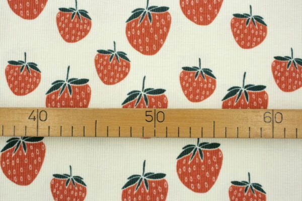 BIO Rib Jersey // Strawberries // Creme – Bild 4
