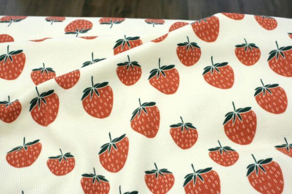 BIO Rib Jersey // Strawberries // Creme