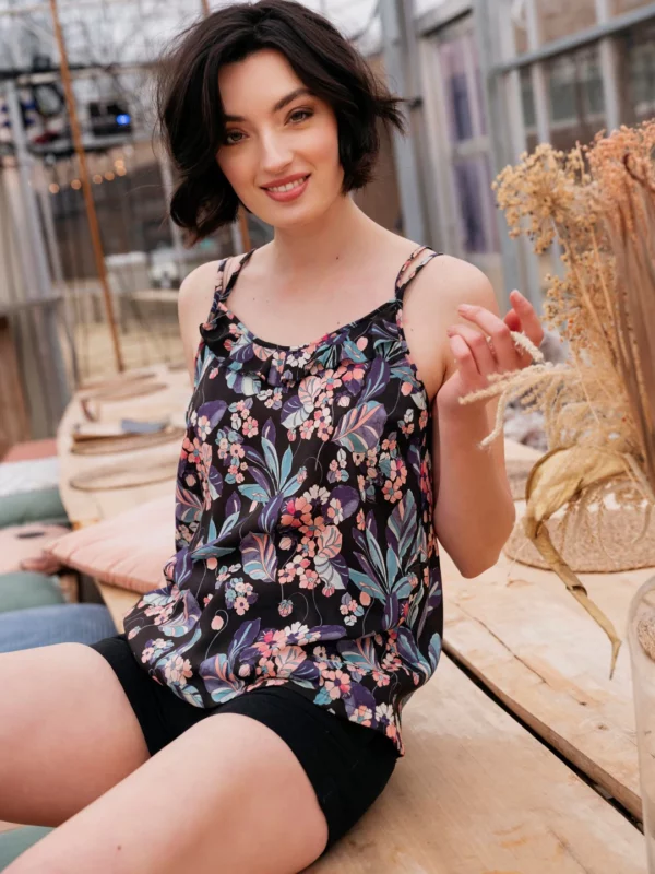 Viskose // Atelier Jupe // Black With Pink Flowers – Bild 6