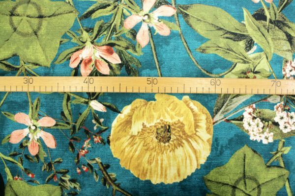 Dekostoff // Möbelstoff // Samt // Passiflora // Kingfisher – Bild 6