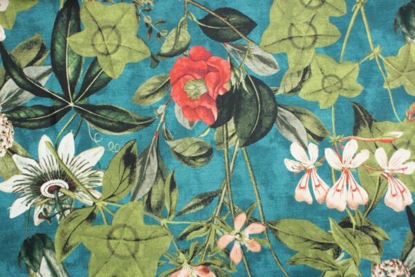 Dekostoff // Möbelstoff // Samt // Passiflora // Kingfisher – Bild 11