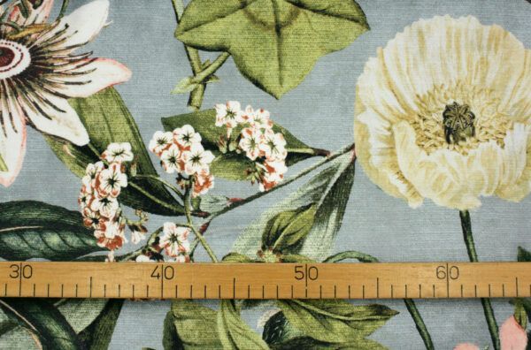 Dekostoff // Möbelstoff // Samt // Passiflora // Mineral – Bild 5