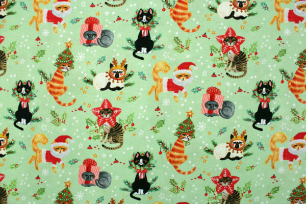 Popeline // Dear Stella // Cats for Christmas // Multi – Bild 2