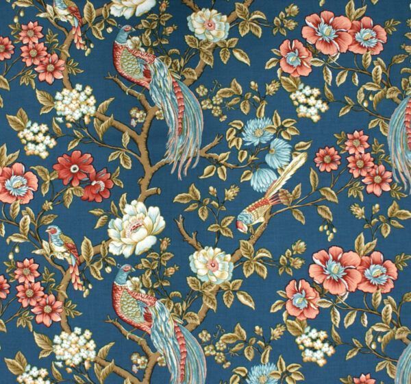 Popeline // Lille // Main Bird and Floral // Teal – Bild 3