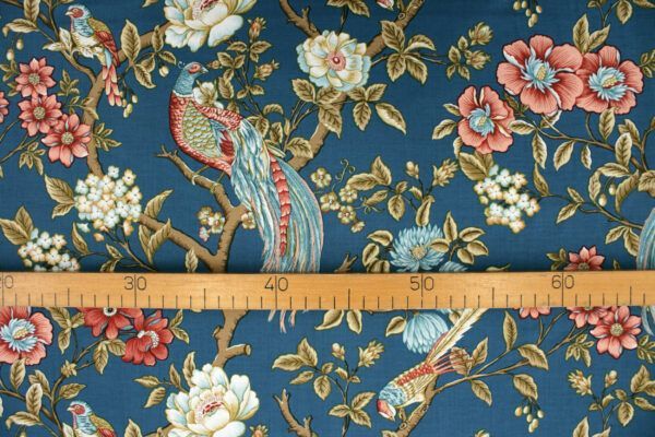 Popeline // Lille // Main Bird and Floral // Teal – Bild 2