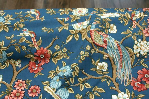 Popeline // Lille // Main Bird and Floral // Teal – Bild 4