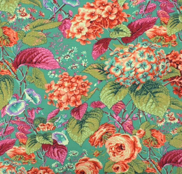 Popeline // Kaffe Fassett // Rose and Hydrangea // Green – Bild 4