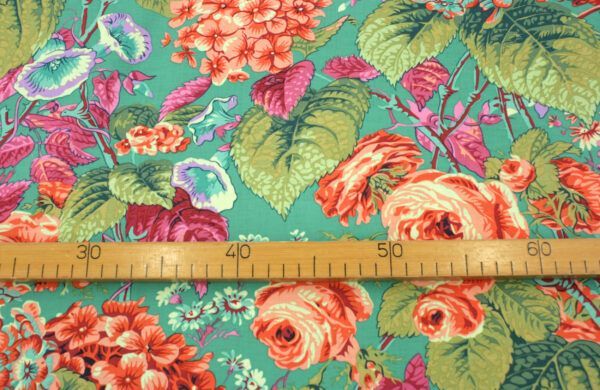 Popeline // Kaffe Fassett // Rose and Hydrangea // Green – Bild 3