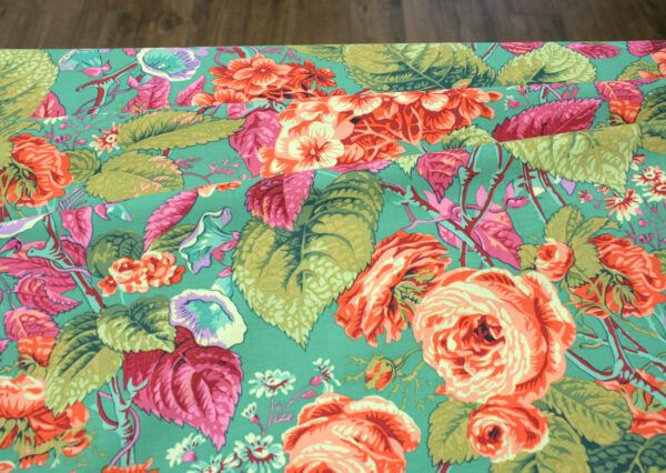 Popeline // Kaffe Fassett // Rose and Hydrangea // Green – Bild 2