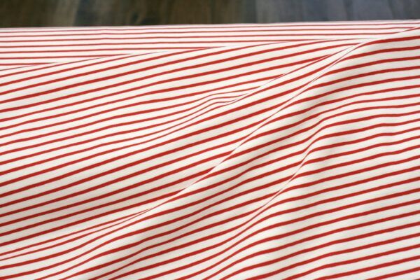 Baumwolljersey // Streifen Schmal // Rot Weiss