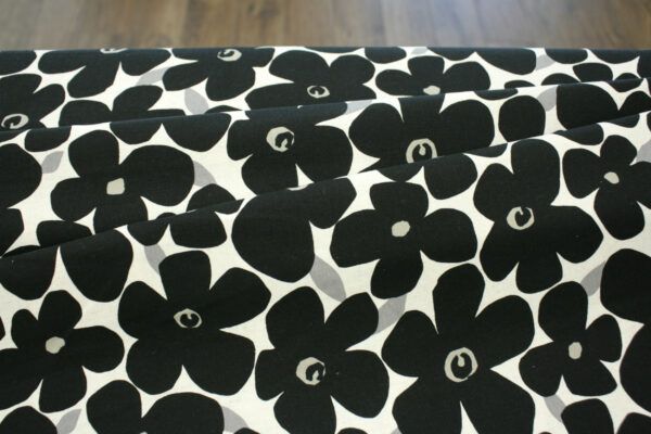Baumwolle Leinenmix // Kokka  // Flowers // Black Grey – Bild 3