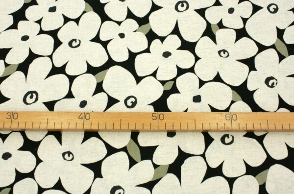 Baumwolle Leinenmix // Kokka  // Flowers // White Green – Bild 2