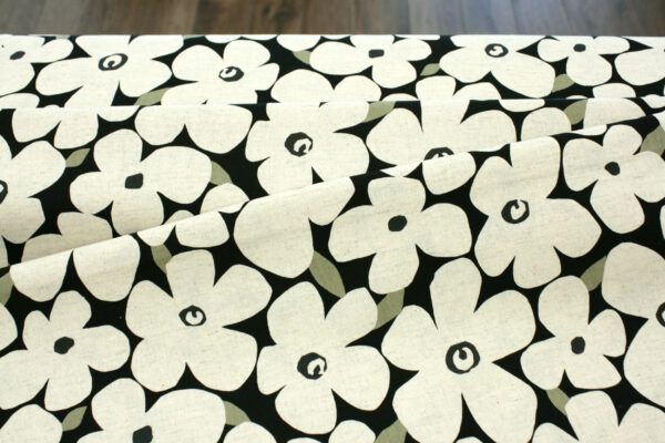 Baumwolle Leinenmix // Kokka  // Flowers // White Green – Bild 3