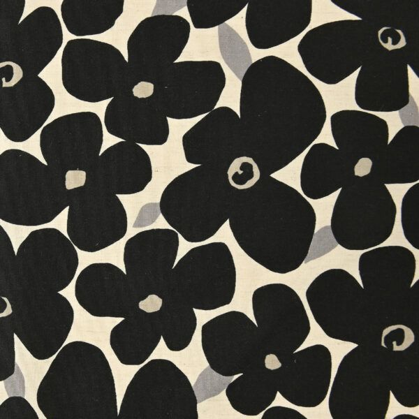 Baumwolle Leinenmix // Kokka  // Flowers // Black Grey – Bild 5