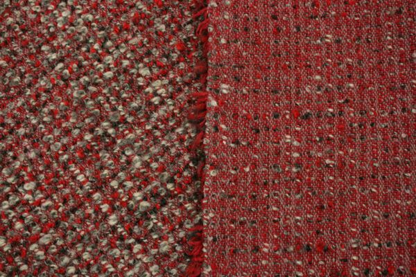 Baumwollboucle mit Wolle // Rot Beige – Bild 3