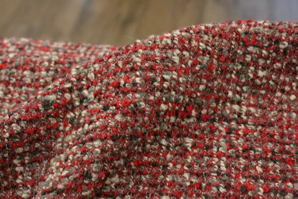 Baumwollboucle mit Wolle // Rot Beige
