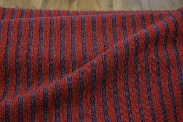 Merinostrick // Gestreift // Rot Blau – Bild 2