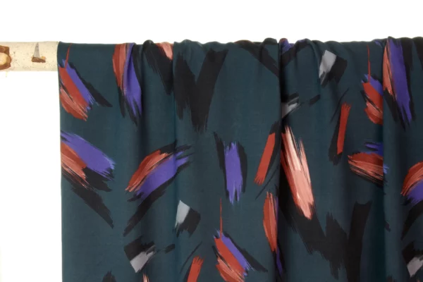 Viskose // Atelier Jupe // Petrol Blue Brushstroke – Bild 4
