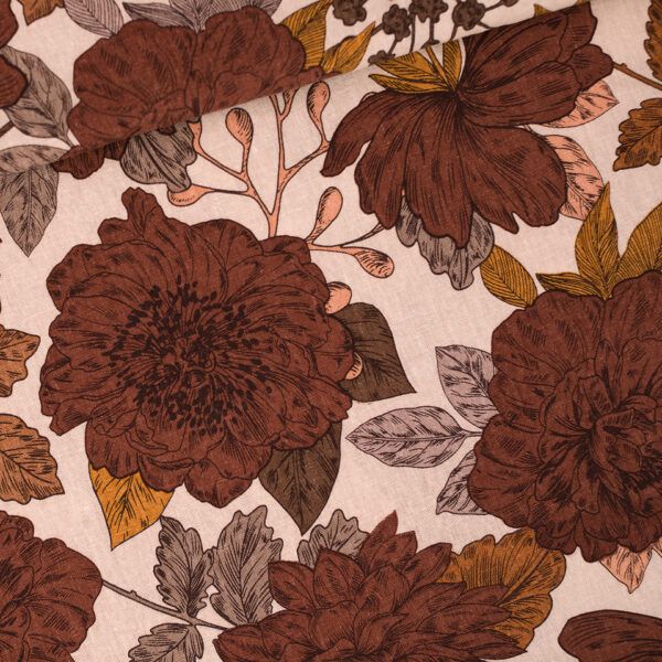 Leinen Viskose Mix // SYAS // Peonies // Almond Peach