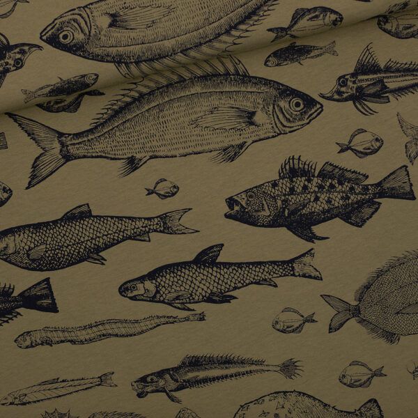 French Terry // SYAS // Fish Study // Olive Drab