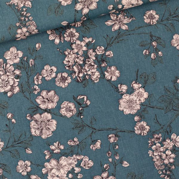 Leinen Viskose Mix // SYAS // Cherry Blossom // North Atlantic Blue