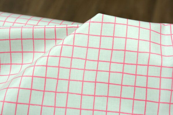 Beschichteter Stoff // Wachstuch // Karo // Neon Pink Hellblau – Bild 3