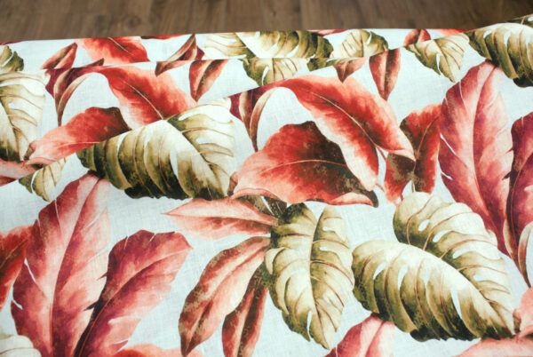 Baumwolle Leinenmix // Leaves // Hellblau Rot – Bild 2