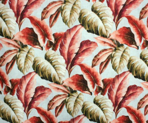 Baumwolle Leinenmix // Leaves // Hellblau Rot – Bild 4