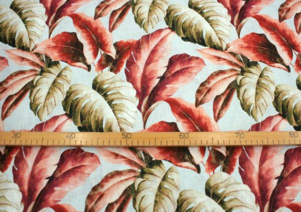 Baumwolle Leinenmix // Leaves // Hellblau Rot – Bild 3