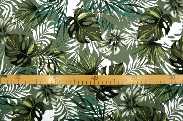 Baumwollstoff mit Elastan // Leaves – Bild 3