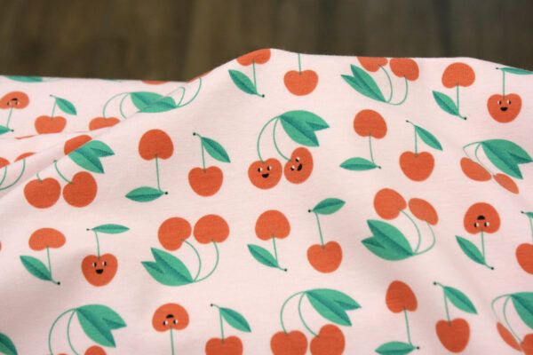 Baumwolljersey // Kirschen // Rosa