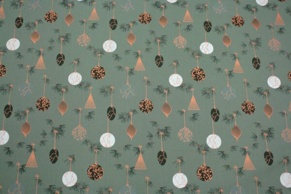 Popeline // Christmas // Baubles Green – Bild 5