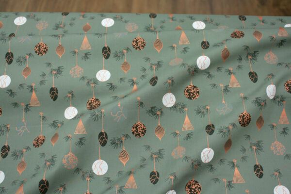 Popeline // Christmas // Baubles Green – Bild 3